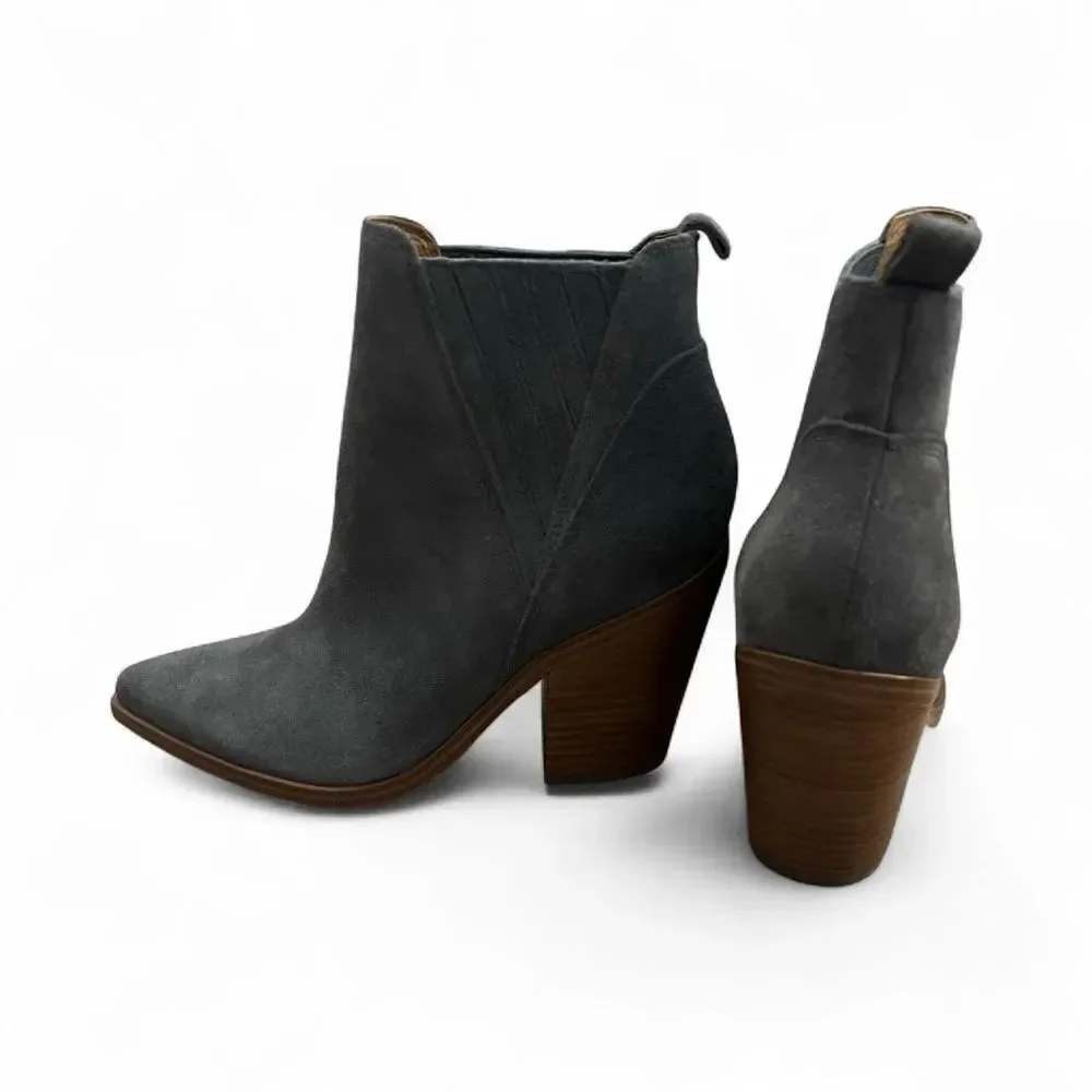 Marc Fisher Charcoal Gray Suede Ankle Booties